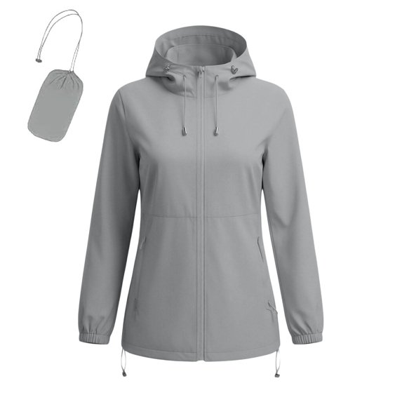 OGLCCG Rain Jacket Women Packable Windproof Lightweight Rain Coat with Hood Windbreaker Trench Raincoat for Women Size XS-XL