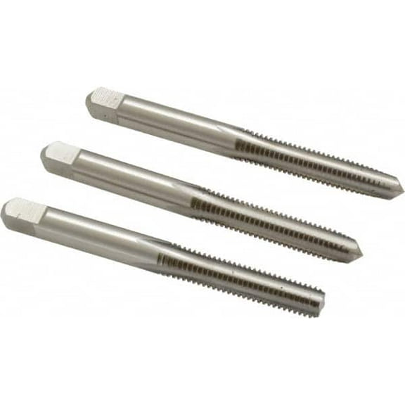 Hertel M6x1.00 Metric Coarse, 4 Flute, Bottoming, Plug & Taper, Bright Finish, High Speed Steel Tap Set