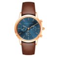 thumbnail image 1 of Alfred Sung Men's Chronograph Rose Gold Blue Dial Leather Watch, 1 of 2