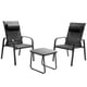 thumbnail image 2 of Set de 3 Muebles de Exterior Costway Mesa Baja Vidrio Templado y 2 Sillas Apilables Negro, 2 of 9