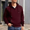 thumbnail image 4 of cocolona Hoodies for Men Button Collar Drawstring Hooded Sweatshirts Fall Winter Casual Solid Color Long Sleeve Pullover Tops with Pockets, 4 of 5