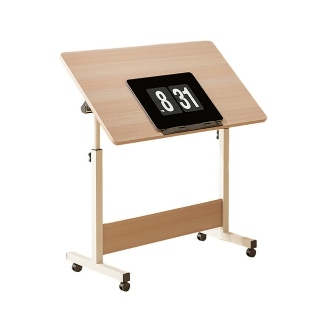 Petit Bureau Debout à Hauteur Réglable, Bureau Debout Mobile avec Roulettes, Postes de Travail Informatiques Portatifs pour Bureau à Domicile pour s'Asseoir et Se Tenir Debout