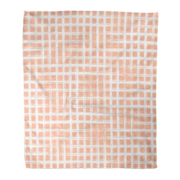 SIDONKU Throw Blanket Warm Cozy Print Flannel Raster Geometrical Pattern Lines Endless Pink Checkered Comfortable Soft for Bed Sofa and Couch 50x60 Inches