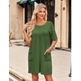 thumbnail image 5 of Ekouaer Sleep Shirts for Women Nightgown Short Sleeves T shirt Night Dress Round Neck Womans Nightgown with Pocket, 5 of 6
