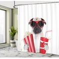 thumbnail image 5 of Ambesonne Pug Shower Curtain, Dog Going to the Movies, 69"Wx75"L, Cream Red Black, 5 of 5