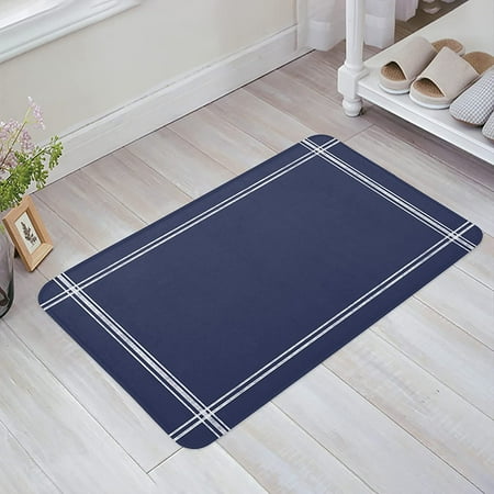 

Solid Color Sponge Doormat Indoor Bathroom Mat Absorb Water Non Slip Washable Mud Dirt Trapper Mats Rugs for Entranceinch Dark Blue 24x16 Inch