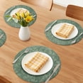 thumbnail image 2 of Unique Bargains Set of 6 Leather Round Placemats for Kitchen Dining Table Green, 2 of 6