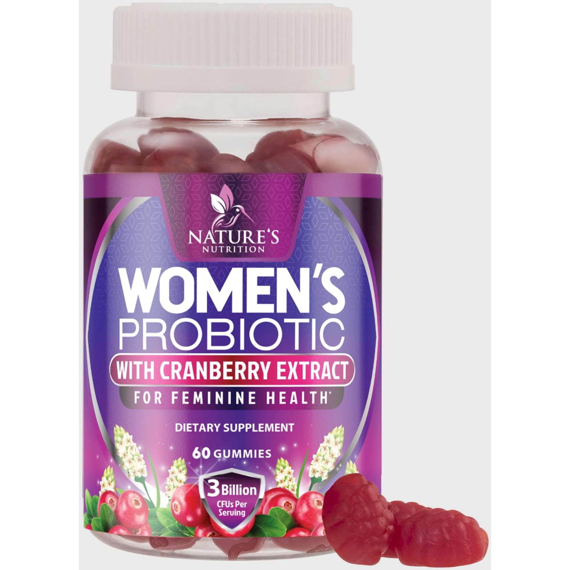 Probiotics for Women Gummies - 2 Billion CFU - 6 Premium Strains with Cranberry for PH Balance - Feminine Probiotics Digestive, Vaginal & Immune Support - Women's Probiotic Health Gummy - 60 Gummies