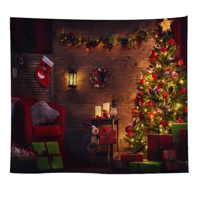 Tapiz de pared Happy Christmas de fibra de microtela de 150 x 150 cm
