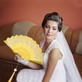 thumbnail image 5 of Unique Bargains 1 Pc Butterfly with Tassel Folding Fan for Masquerade Yellow Silk Fabric, 5 of 5