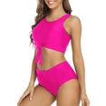 thumbnail image 2 of Hilor Women's High Waisted Bikini Two Piece Swimsuits High Neck Bathing Suits Knotted Front Tankini Sets, 2 of 6
