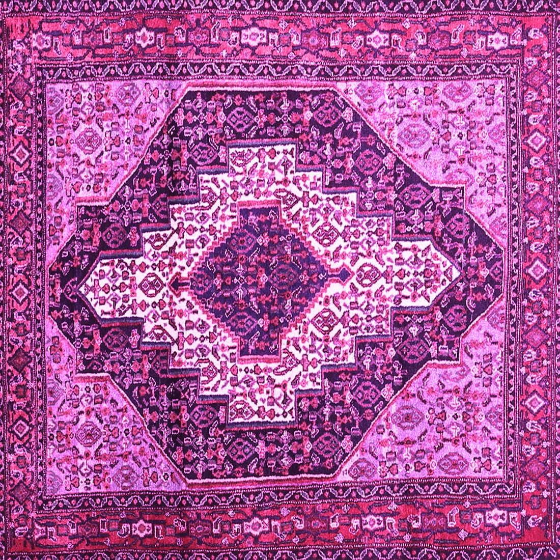 Ahgly Company Indoor Square Medallion Pink Traditional Area Rugs, 6 ...