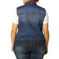 thumbnail image 3 of Agnes Orinda Women's Plus Size Casual Button Sleeveless Denim Vest Jacket 6X Blue, 3 of 6