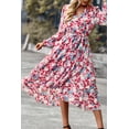 thumbnail image 4 of Vestido floral bohemio PRETTYGARDEN para mujer, cruzado con cuello en V, manga larga, talla M, 4 of 7
