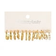 thumbnail image 2 of 6-Pair Gold Hoop Metal Earrings Set - Alloy Acrylic Fashion Multipack Jewelry, 2 of 8