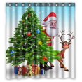thumbnail image 4 of Cortina de ducha de Navidad con ganchos, cortina de baño de tela impermeable, decoración de baño de Navidad Feliz Sencillez, 4 of 5