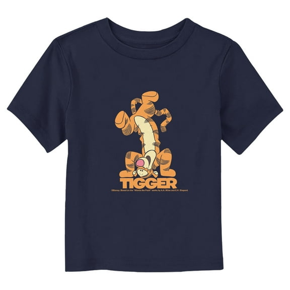 Toddler's Winnie the Pooh Tigger Upside Down Graphic Tee Navy Blue 4T