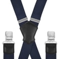 thumbnail image 3 of FEDPOP Men's Heavy Duty X-Back Suspenders with Metal Clips Navy Blue, 3 of 7