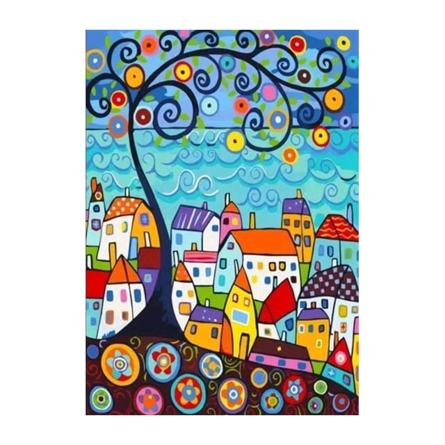 5D DIY Diamond Painting Kit - 30x40cm Rectangle Unframed Canvas with Colorful Tree Pattern, Acrylic Rhinestones, and Tools - Fashion Home Decor for Living Room, Office, Study - Perfect Gift for Art
