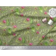 thumbnail image 3 of Soimoi Green Cotton Jersey Fabric Leaves & Buds Floral Printed Craft Fabric by the Yard 58 Inch Wide, 3 of 3