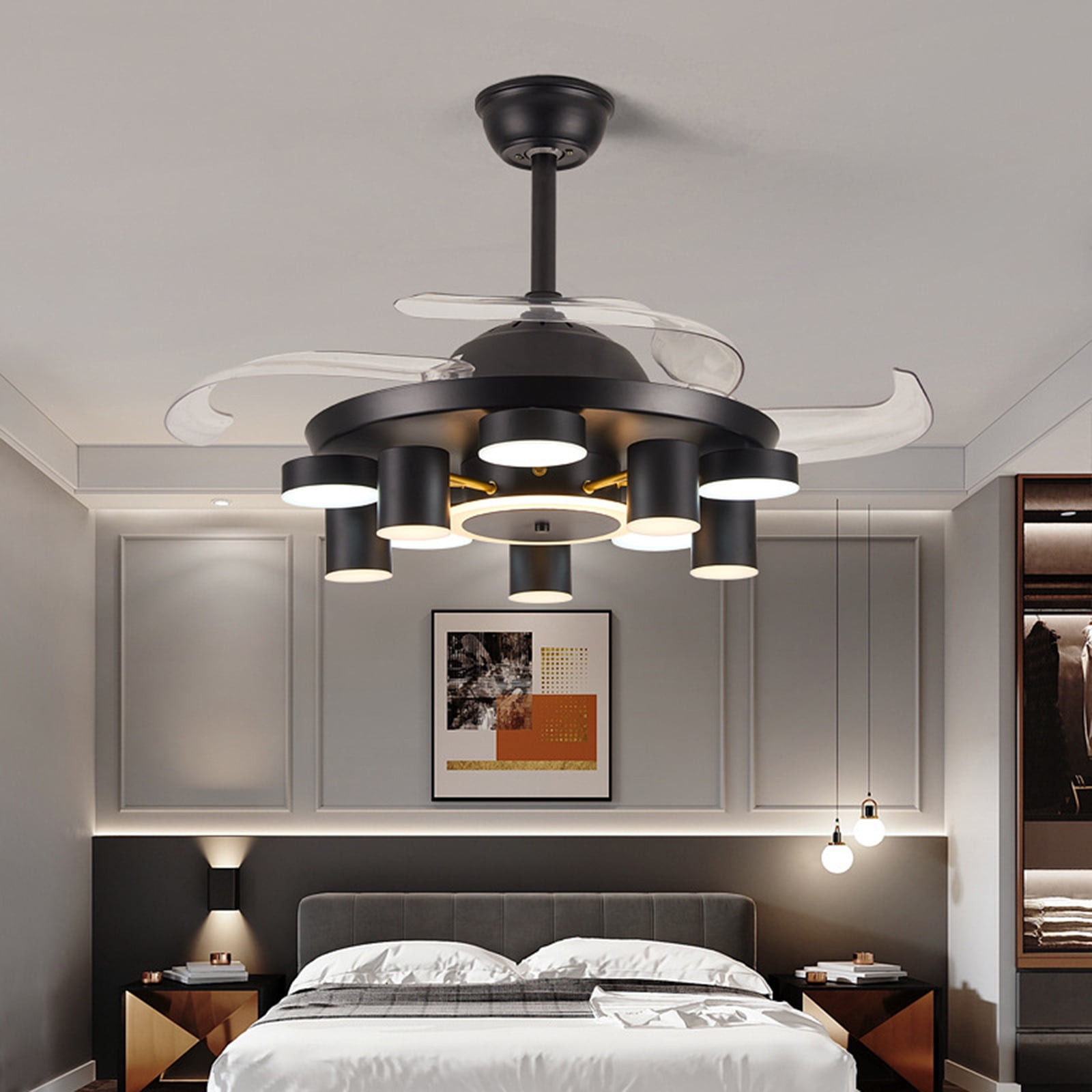 Details about   42" Bluetooth Invisible Fan LED Ceiling Light Music Player Chandelier+Remote US 