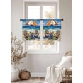 thumbnail image 2 of Sheer Curtains 54 inches Long 2 Panels Set Summer Vacation Ocean Beach Wood Sun Umbrella Tiers Sheers Rod Pocket Small Window Short Curtains for Kitchen Cafe, Each 52" W x 54" L, 2 of 7