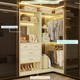 thumbnail image 2 of iSunirm Closet Organizer System with 4 Drawers, 56.5"(4.7 FT) Freestanding Closet System with Rods & Shelves, Max Load 1400+ lbs, Wash Oak, 2 of 7