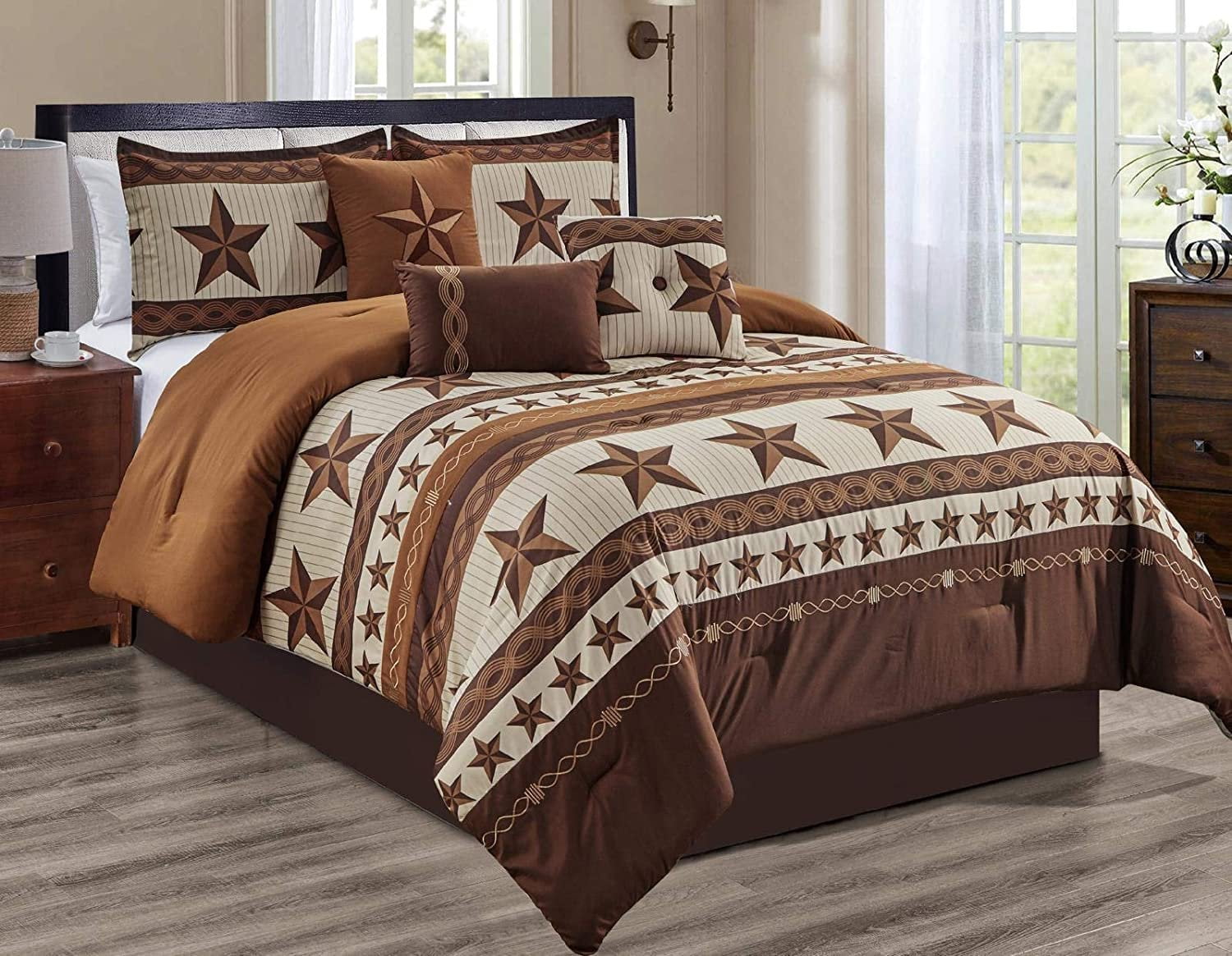 Sapphire Home 7 Piece King Comforter Set with Shams Bedskirt Cushions