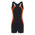 thumbnail image 5 of CHICTRY Women Sleeveless Racer One Piece Athletic Boyleg Swimsuits Professional Shorty Wetsuits for Surfing/Diving Orange M, 5 of 7