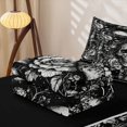 thumbnail image 5 of Erosebridal Spooky Gothic Skull Zipper Queen Comforter Set with Fitted Sheet and 2 Pillowcases, Hippie Starry Blossom Zipper Bedding Set for Boys Girls, Black White, Black Reversible, 5 of 7