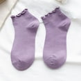 thumbnail image 1 of Chaussettes à Volants Kawaii Blanches Style Ins Chaussettes Courtes Mignonnes pour Femmes Filles Violettes, 1 of 6