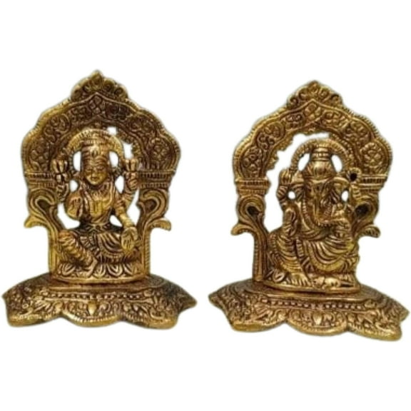 Laxmi Ganesh Statue Religious Idol Decorative Showpiece Gift for Home, Office, Temple, Gold