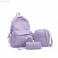 thumbnail image 2 of Zecgelong Striped Backpack 3 Piece Set Large Capacity College Style School Daypack Purple, 2 of 5