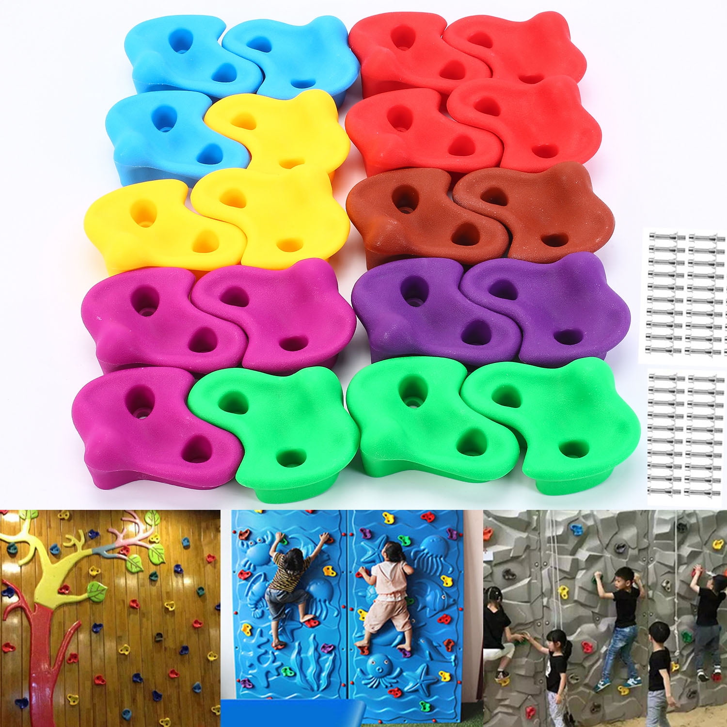 36 Large BLUE Textured Kids Playground Wall Climbing Rocks Holds NEW 