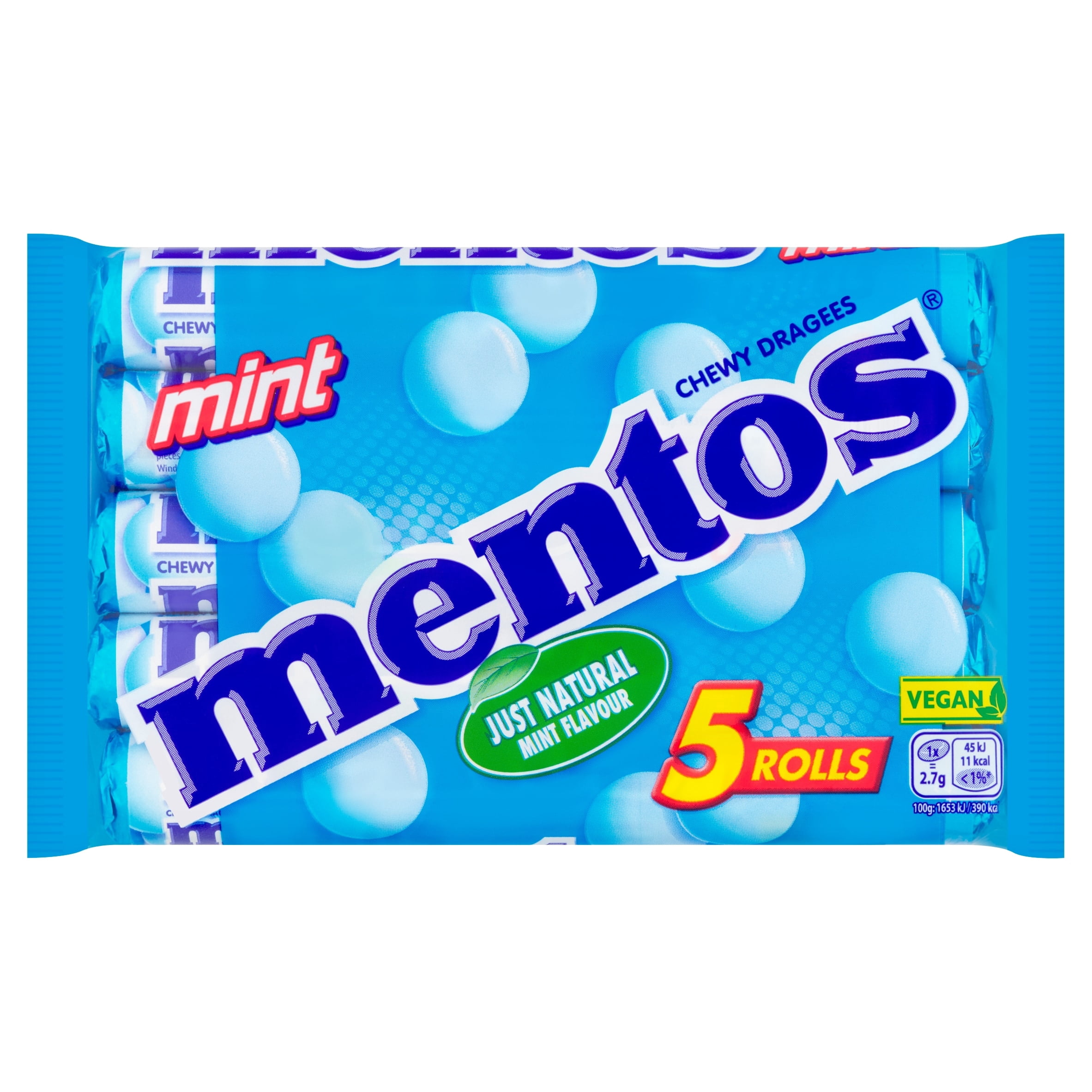 5x Rolls Mentos Green Apple Flavor Chewy Mints | 14 Mints Per Roll