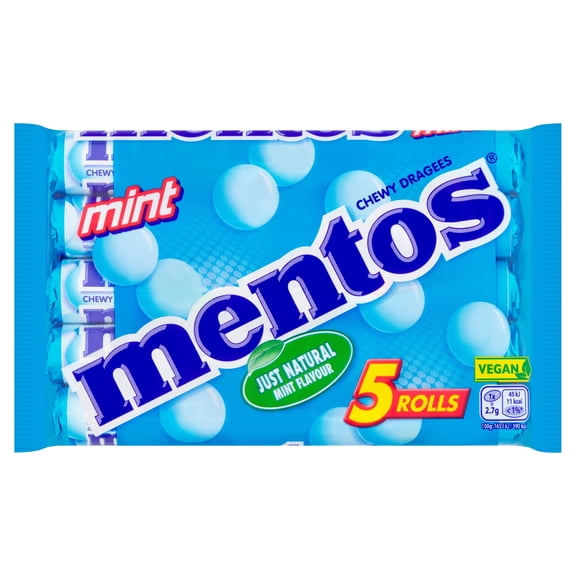 Mentos Mint Chewy Sweets 5 X 38G, Imported from Britain