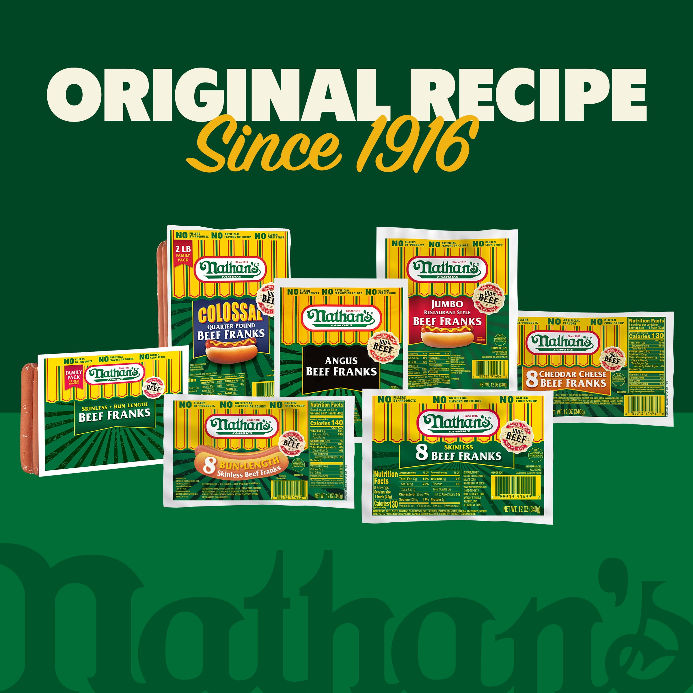 Nathan's Famous Cheddar Cheese Beef Franks, 12 oz
