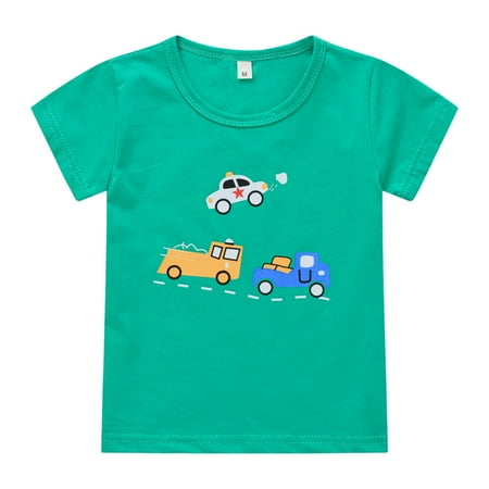 

Yubatuo Unisex Baby T-Shirt Cotton Cute Cartoon Print Tops For 1-5 Years Old Baby Boy Clothes Green S