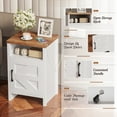 thumbnail image 5 of Furmax Farmhouse End Table, Nightstand Set of 2 with Barn Door and Shelf, Side Table for Living Room Bedroom, White, 5 of 7