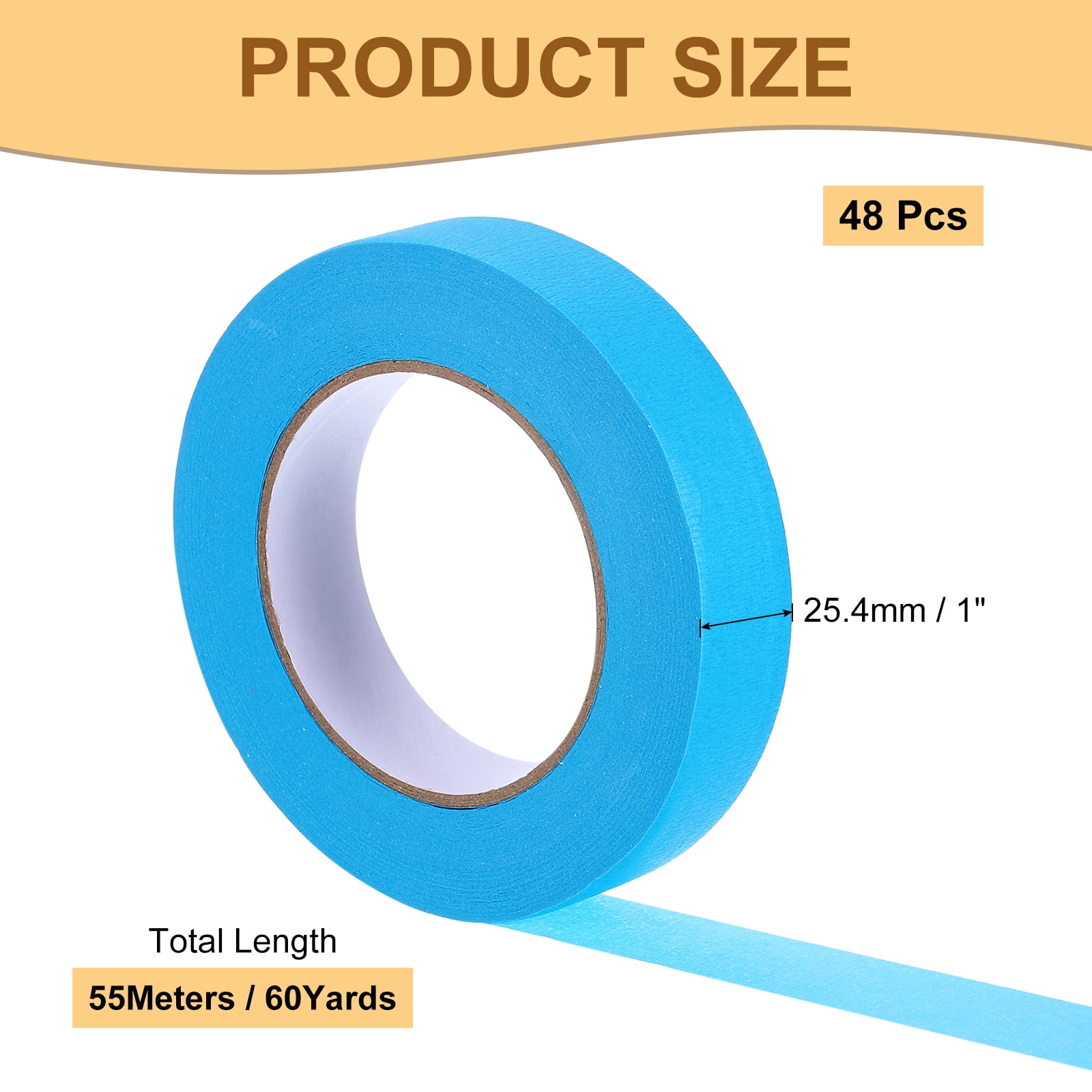 Masking Tape Light Blue Painters Tape Paper Tape [for Crafts DIY Walls Painting Decoration]- 1 Inch x 60 Yards/48 Rolls