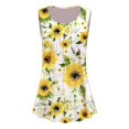 thumbnail image 3 of Playeras,Blusas y Tops,Ropa para Mujer Damas Camisetas Camiseta sin mangas con estampado casual de verano para mujer (Yellow, XXL), 3 of 4