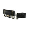 Zeckos Patent and Transparent Vinyl Evening Bag with Cosmetic Bag - Black - Size Small