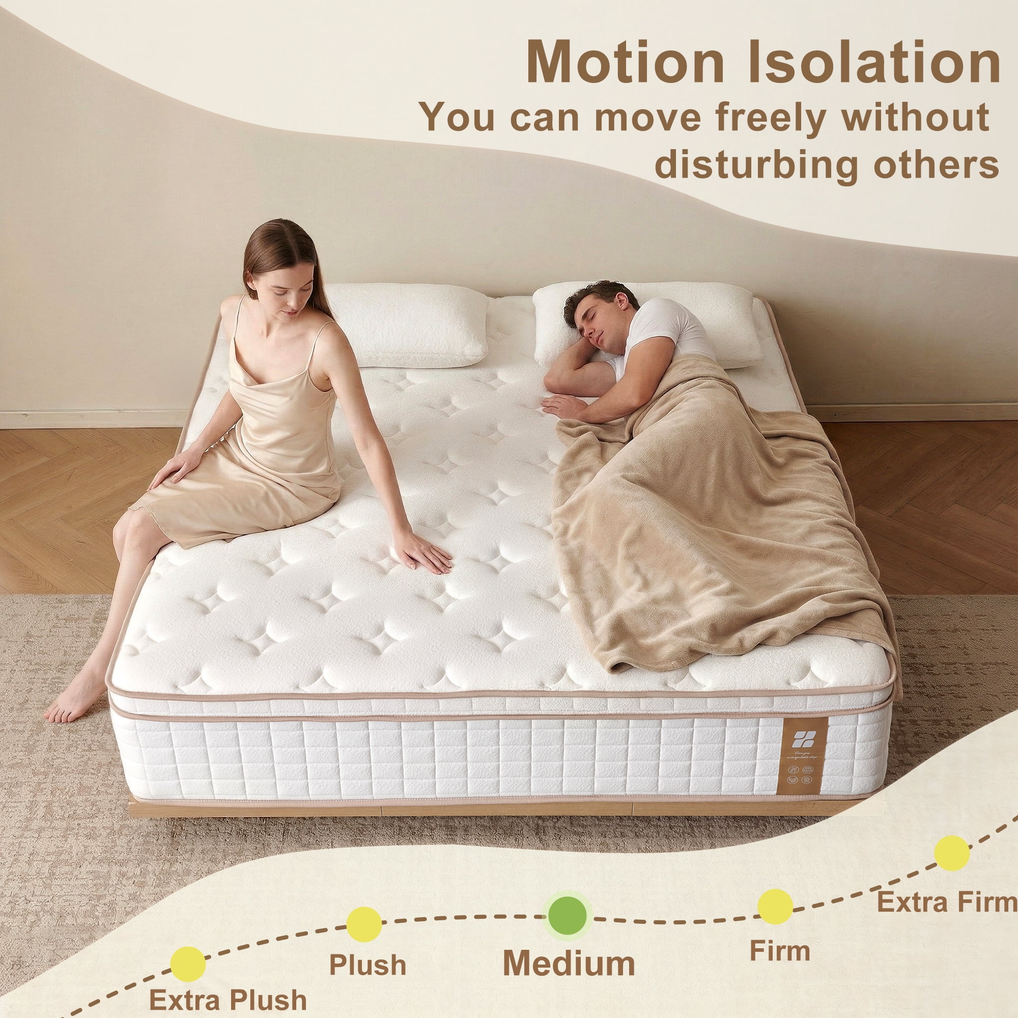 Actoroom 14 inch Full Size Mattress, Memory Foam Hybrid Mattress in a Box for Back Sleepers, Medium Firm, Pressure Relief, White