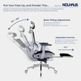 thumbnail image 3 of NOUHAUS Rewind Ergonomic Office Chair with Retractable Leg Rest, Lumbar Support, Mesh Back, 360° Swivel, Wheels, 3 of 8