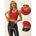 thumbnail image 2 of Top corto sin mangas Allegra K con cuello En V profundo rojo L, 2 of 6