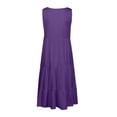 thumbnail image 6 of FAFWYP Women's Summer Dresses Solid Color Sleeveless Round Neck Tiered Swing Mini Dress Casual Loose Flowy Boho Dress Vacation Beach Sundresses, 6 of 6