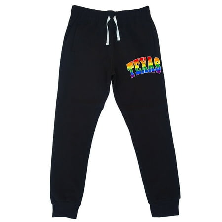 Men's Rainbow Texas KT T75 Black Fleece Gym Jogger Sweatpants X-Large Black