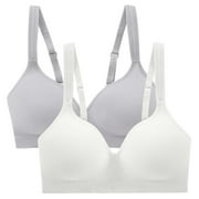 Carole Hochman Women's Wirefree Sealmless Comfort Bra, 2-Pack, White/Gray, Large