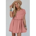thumbnail image 3 of Women's Dusty Pink Corded Knit Frilled Swing Mini Dress with Pockets | [ZhiHiMeRi] | (US 12-14)L, 3 of 12