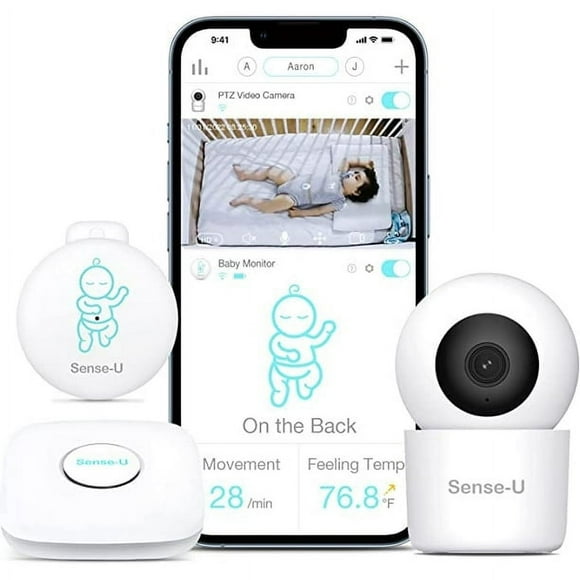 Sense-U Smart Baby Monitor 3 + Camera, Audio, Video Baby Monitor with Breathing Motion, Rollover, Feeling Temperature Sensors | Night Vision, 2-Way Talk, Motion Detection, Long Range & Free App